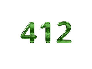 Green Number 412 isolated white background