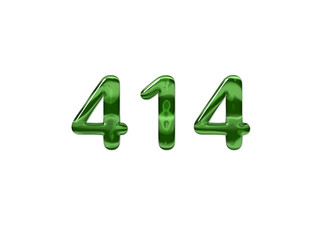 Green Number 414 isolated white background