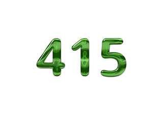 Green Number 415 isolated white background