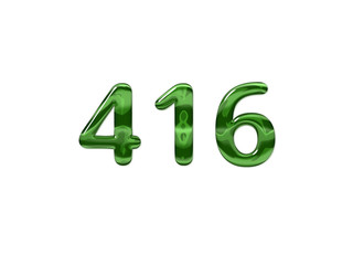 Green Number 416 isolated white background