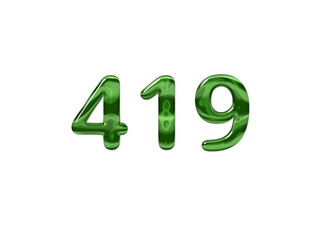 Green Number 419 isolated white background