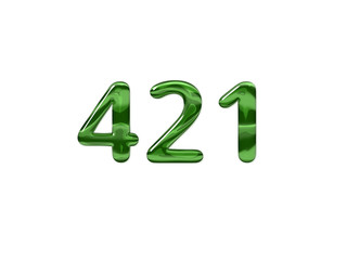 Green Number 421 isolated white background