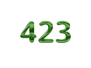 Green Number 423 isolated white background