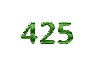 Green Number 425 isolated white background