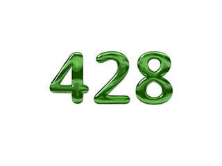 Green Number 428 isolated white background