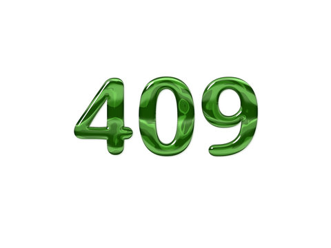 Green Number 409 isolated white background