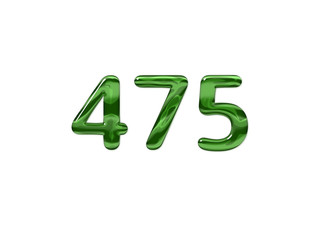 Green Number 475 isolated white background