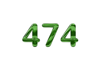 Green Number 474 isolated white background