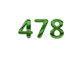 Green Number 478 isolated white background