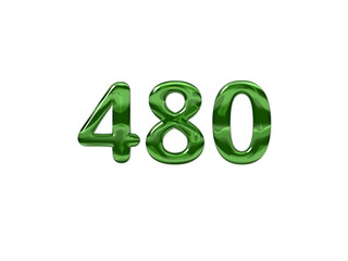 Green Number 480 isolated white background