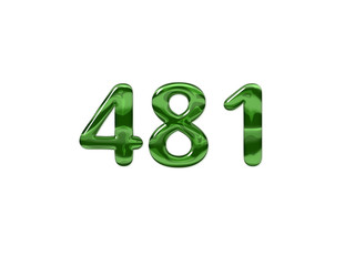 Green Number 481 isolated white background