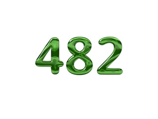 Green Number 482 isolated white background