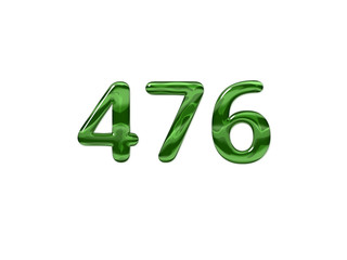 Green Number 476 isolated white background