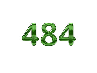 Green Number 484 isolated white background