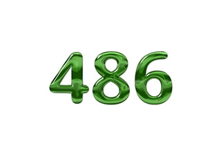 Green Number 486 isolated white background