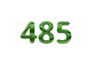 Green Number 485 isolated white background