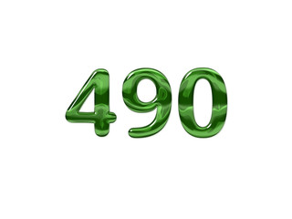 Green Number 490 isolated white background