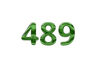 Green Number 489 isolated white background