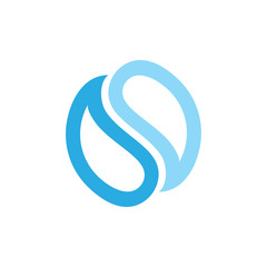 letter s circle geometric blue water logo vector