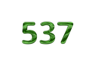 Green Number 537 isolated white background