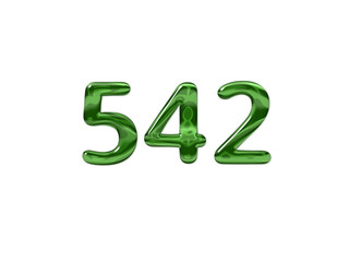 Green Number 542 isolated white background