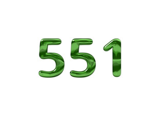 Green Number 551 isolated white background