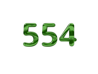 Green Number 554 isolated white background