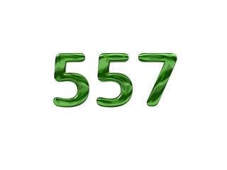 Green Number 557 isolated white background