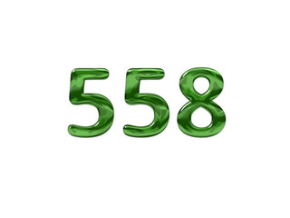 Green Number 558 isolated white background