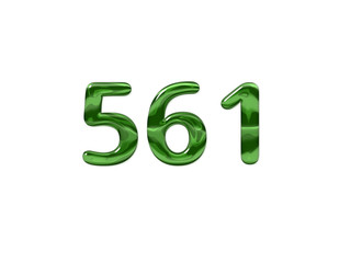 Green Number 561 isolated white background