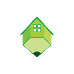 home pencil shape education school logo