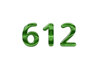 Green Number 612 isolated white background