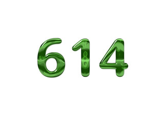 Green Number 614 isolated white background