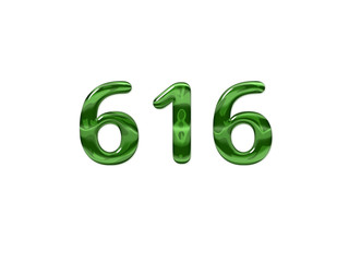 Green Number 616 isolated white background