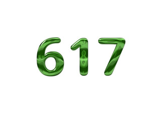 Green Number 617 isolated white background