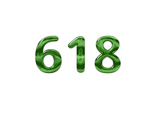 Green Number 618 isolated white background