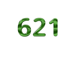 Green Number 621 isolated white background