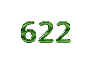 Green Number 622 isolated white background