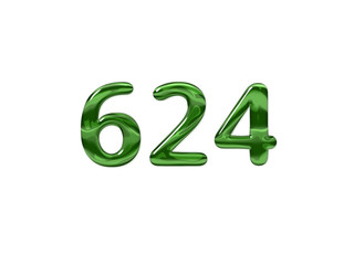 Green Number 624 isolated white background