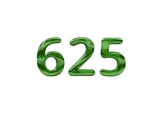 Green Number 625 isolated white background