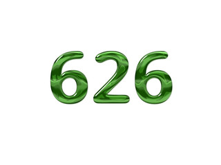 Green Number 626 isolated white background