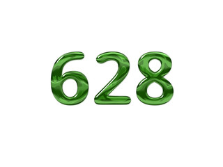Green Number 628 isolated white background