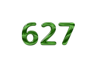 Green Number 627 isolated white background