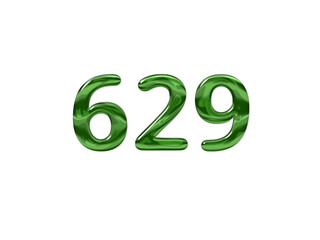 Green Number 629 isolated white background