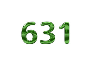 Green Number 631 isolated white background