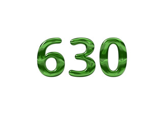 Green Number 630 isolated white background