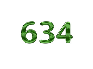 Green Number 634 isolated white background