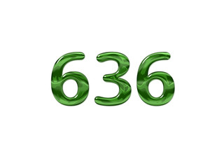 Green Number 636 isolated white background