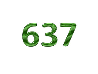 Green Number 637 isolated white background