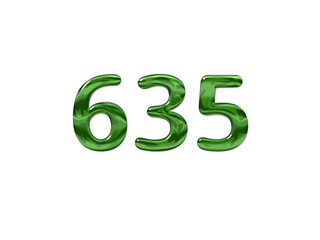 Green Number 635 isolated white background